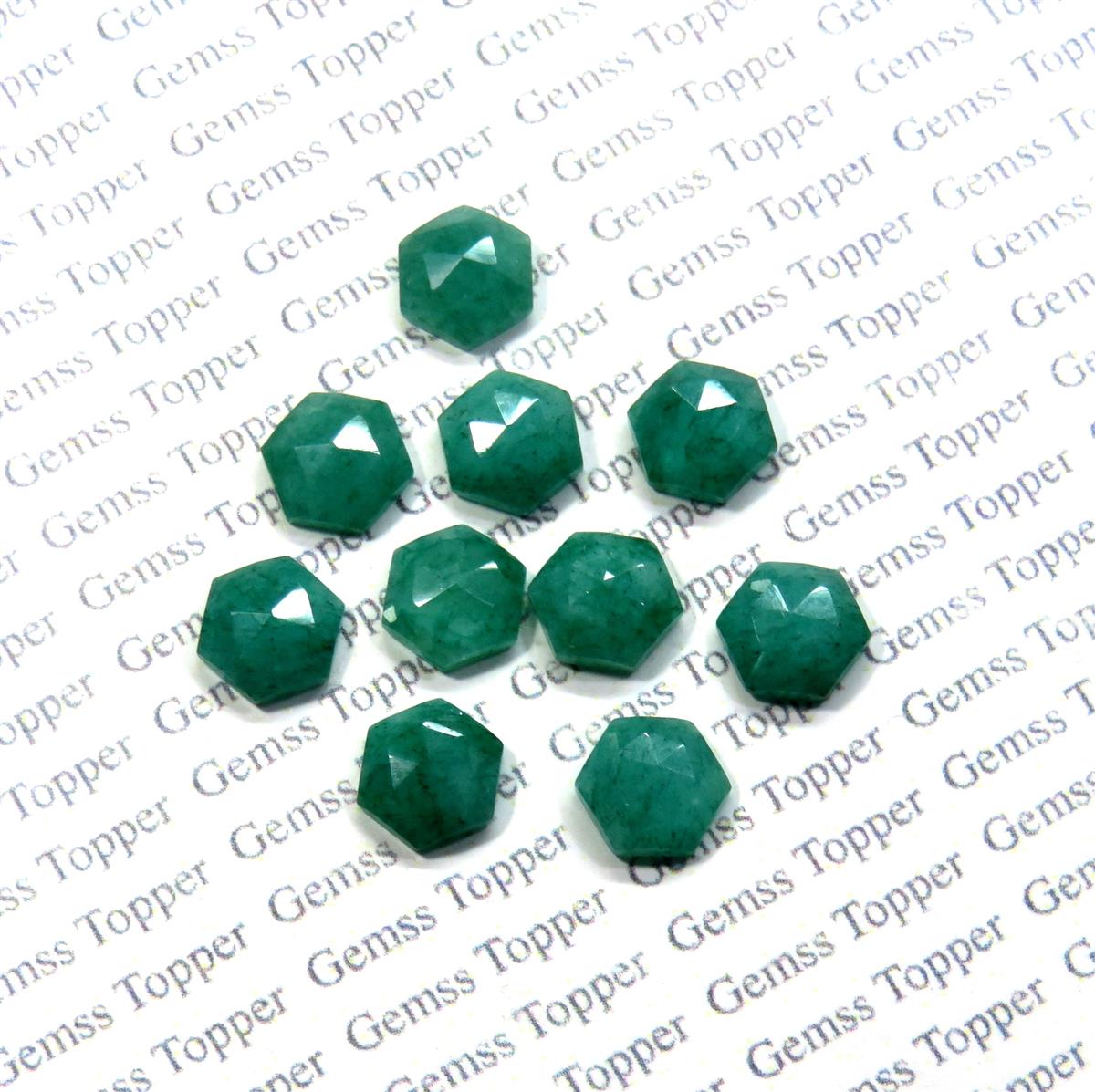 Emerald 10x10 mm Hexagon Rose Cut